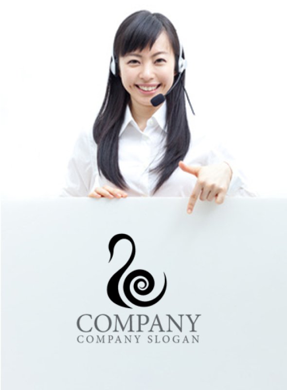 画像3: 白鳥・鳥・曲線・渦・ロゴ・マークデザイン247 (3)