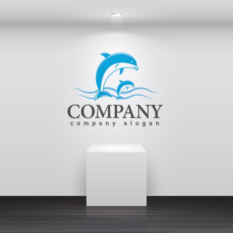 画像2: イルカ・動物・親子・海・ロゴ・マークデザイン294 (2)