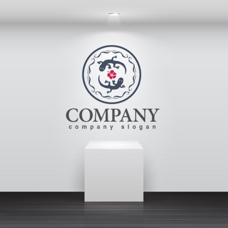 画像2: とかげ・花・ハイビスカス・ロゴ・マークデザイン302 (2)