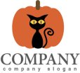 画像1: 猫・かぼちゃ・ハロウィン・ロゴ・マークデザイン320 (1)