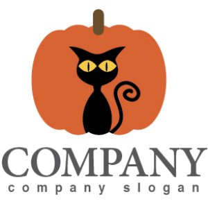 画像1: 猫・かぼちゃ・ハロウィン・ロゴ・マークデザイン320