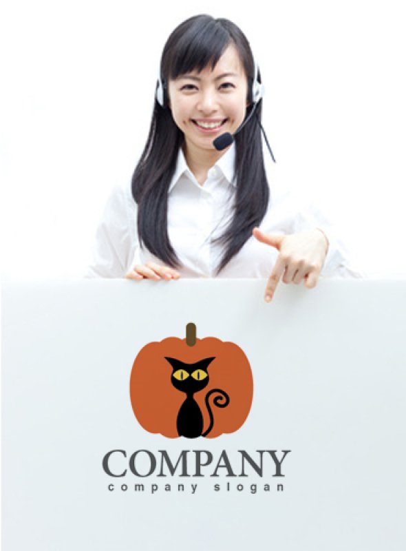 画像3: 猫・かぼちゃ・ハロウィン・ロゴ・マークデザイン320 (3)