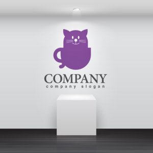 画像2: 猫・カップ・シッポ・ヒゲ・ロゴ・マークデザイン354