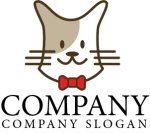 画像1: 猫・蝶ネクタイ・ヒゲ・ロゴ・マークデザイン367 (1)