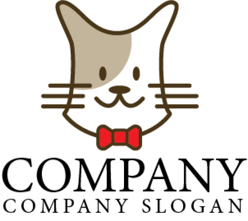 画像1: 猫・蝶ネクタイ・ヒゲ・ロゴ・マークデザイン367 (1)