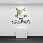 画像2: 猫・蝶ネクタイ・ヒゲ・ロゴ・マークデザイン367 (2)