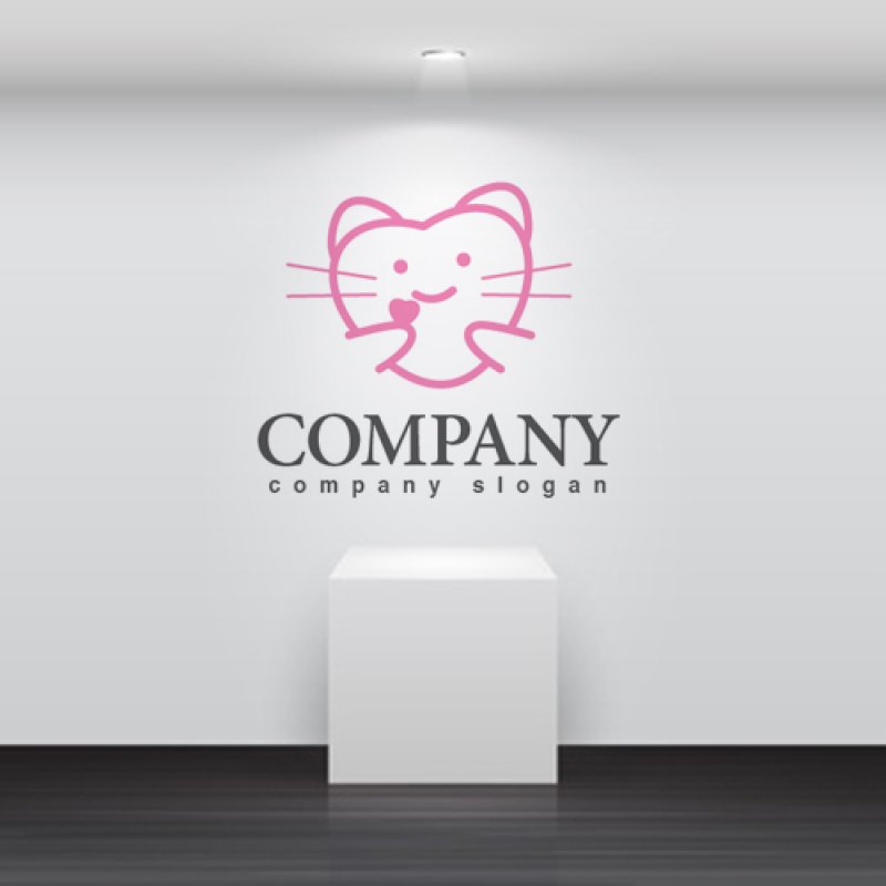 画像2: 猫・ハート・ヒゲ・ロゴ・マークデザイン400 (2)