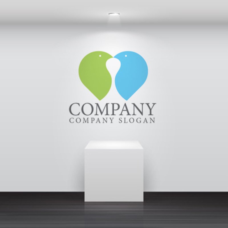 画像5: 鳥・ハート・ペア・ロゴ・マークデザイン523 (5)