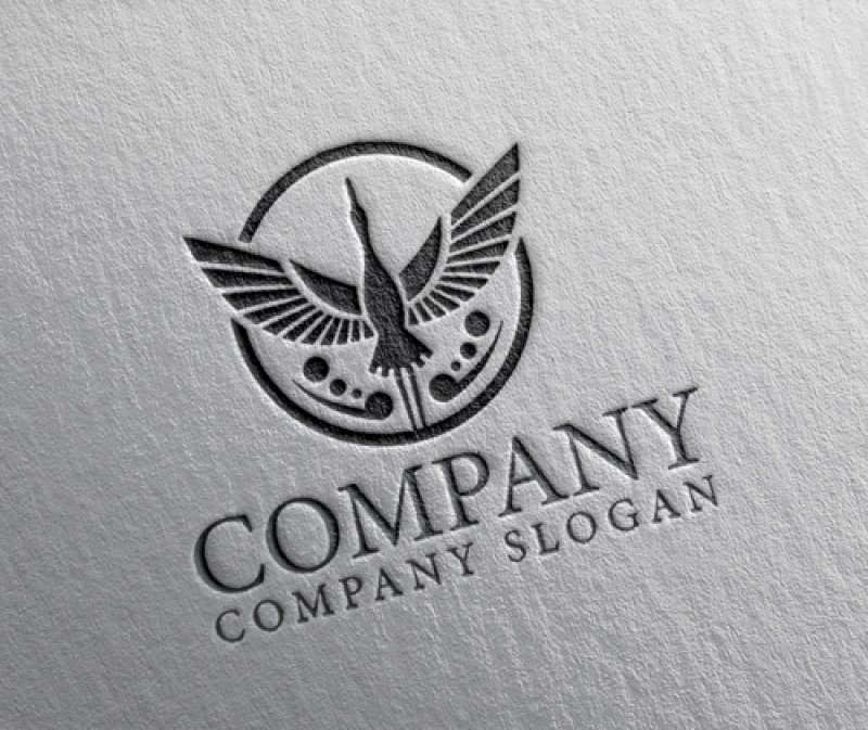 画像2: 鶴・輪・上昇・縁起物・ロゴ・マークデザイン579 (2)