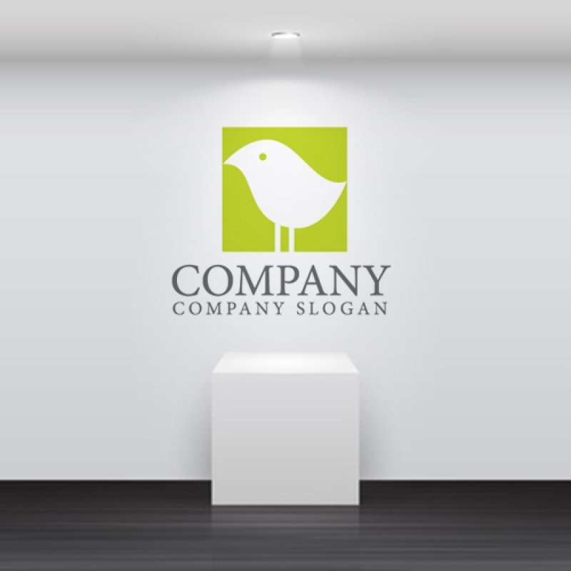 画像5: 鳥・四角・小鳥・グリーン・ロゴ・マークデザイン586 (5)