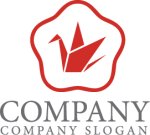 画像1: 鶴・花・折り紙・和・ロゴ・マークデザイン593 (1)