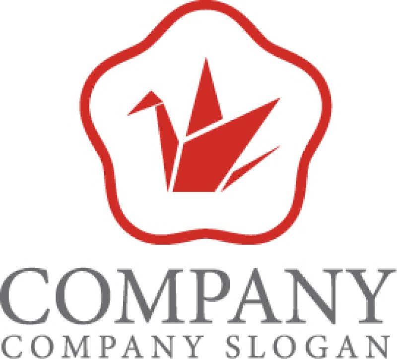 画像1: 鶴・花・折り紙・和・ロゴ・マークデザイン593 (1)