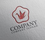 画像2: 鶴・花・折り紙・和・ロゴ・マークデザイン593 (2)