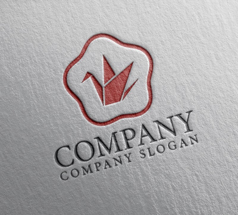 画像2: 鶴・花・折り紙・和・ロゴ・マークデザイン593 (2)