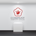 画像5: 鶴・花・折り紙・和・ロゴ・マークデザイン593 (5)