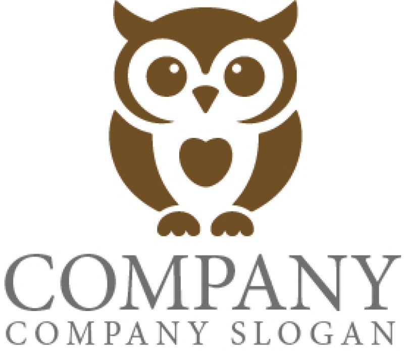 画像1: フクロウ・ハート・かわいい・ロゴ・マークデザイン596 (1)