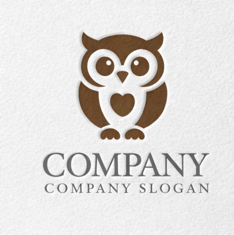 画像2: フクロウ・ハート・かわいい・ロゴ・マークデザイン596 (2)
