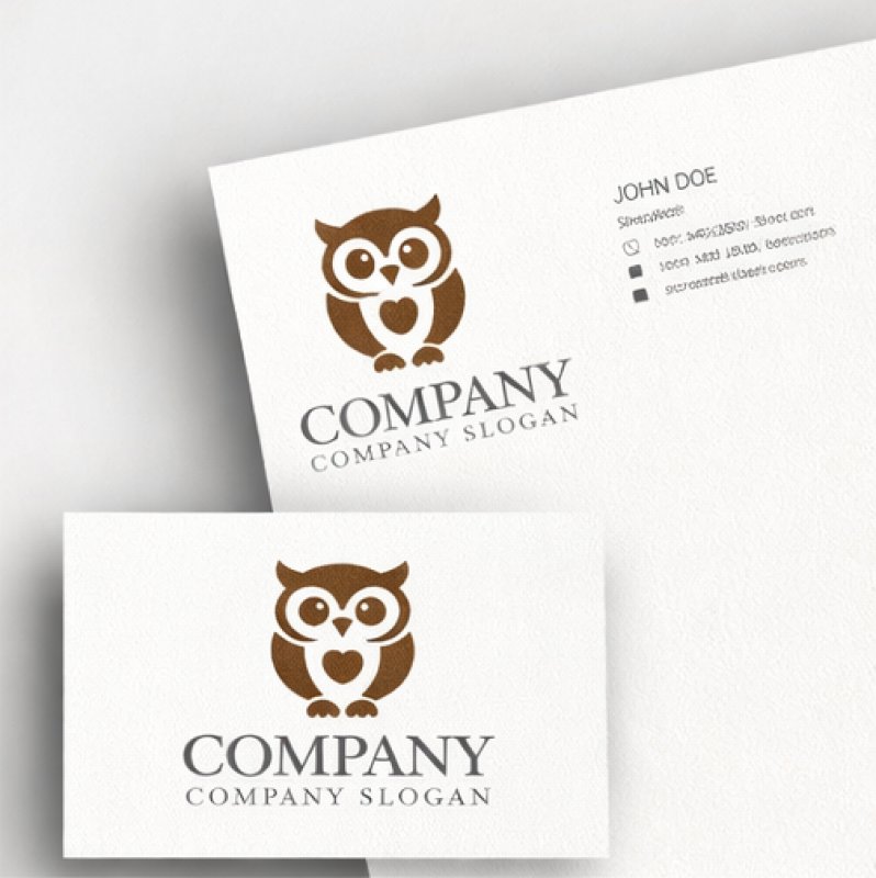 画像3: フクロウ・ハート・かわいい・ロゴ・マークデザイン596 (3)