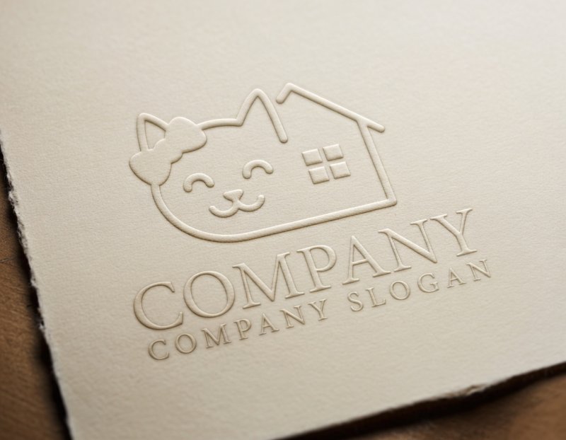 画像2: 猫・家・リボン・ロゴ・マークデザイン602 (2)