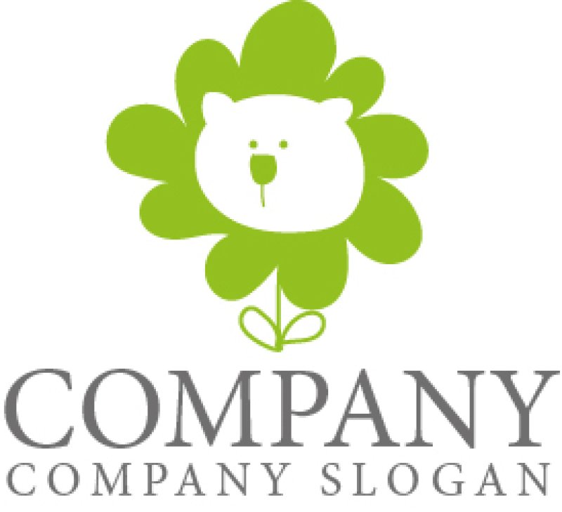 画像1: くま・花・太陽・ロゴ・マークデザイン604 (1)