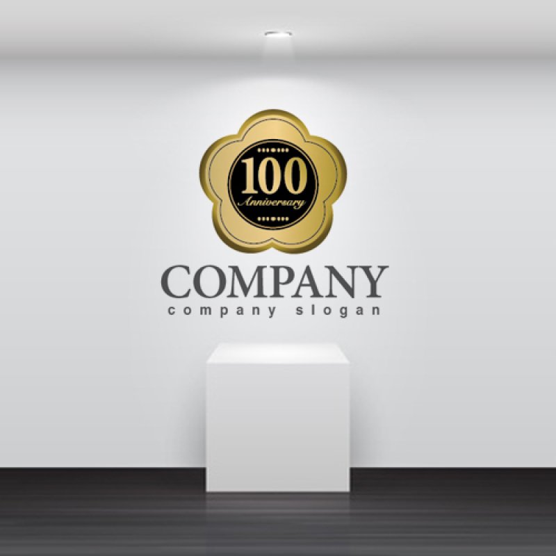 画像1: anniversary・記念・100周年・花・ロゴ・マークデザイン025 (1)