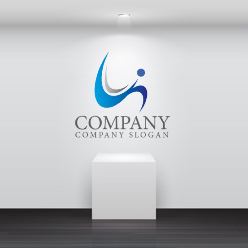 画像4: 人・L・曲線・飛躍・グラデーション・ロゴ・マークデザイン1178 (4)