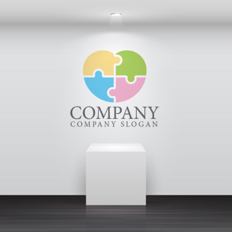 画像5: ハート・パズル・人・集合・ロゴ・マークデザイン2809 (5)