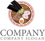 画像1: ラーメン・チャーシュー・なると・ロゴ・マークデザイン039 (1)