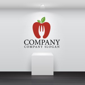 画像2:  果物・フルーツ・りんご・フォーク・ロゴ・マークデザイン065