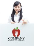 画像3:  果物・フルーツ・りんご・フォーク・ロゴ・マークデザイン065 (3)