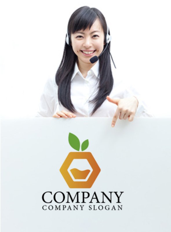 画像3: 果物・フルーツ・オレンジ・ジュース・六角形・ロゴ・マークデザイン067 (3)