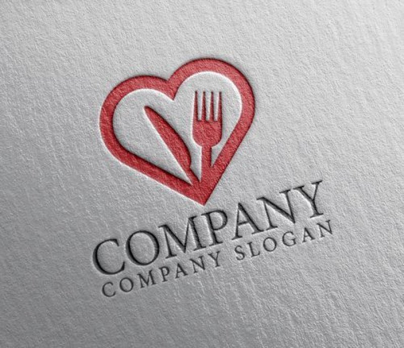画像2: ナイフ・フォーク・ハート・ロゴ・マークデザイン152 (2)