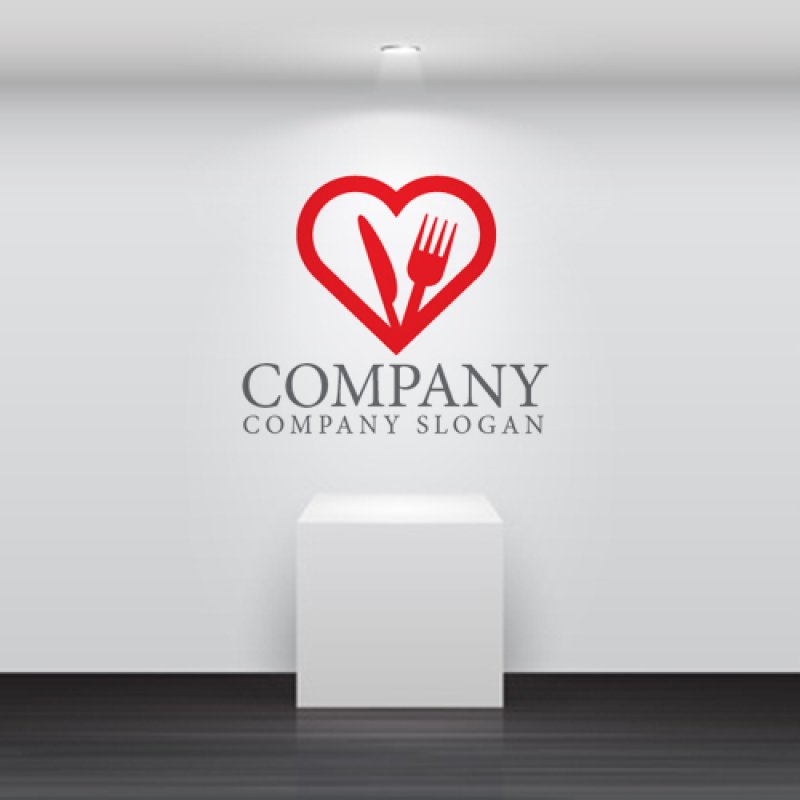 画像4: ナイフ・フォーク・ハート・ロゴ・マークデザイン152 (4)
