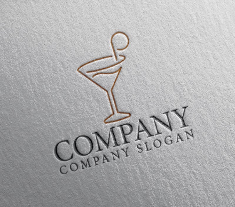 画像2: カクテル・P・アルファベット・グラス・ロゴ・マークデザイン158 (2)
