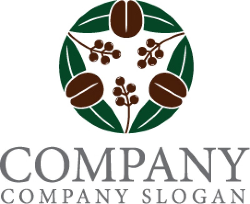 画像1: コーヒー・豆・和風・輪・葉・ロゴ・マークデザイン161 (1)