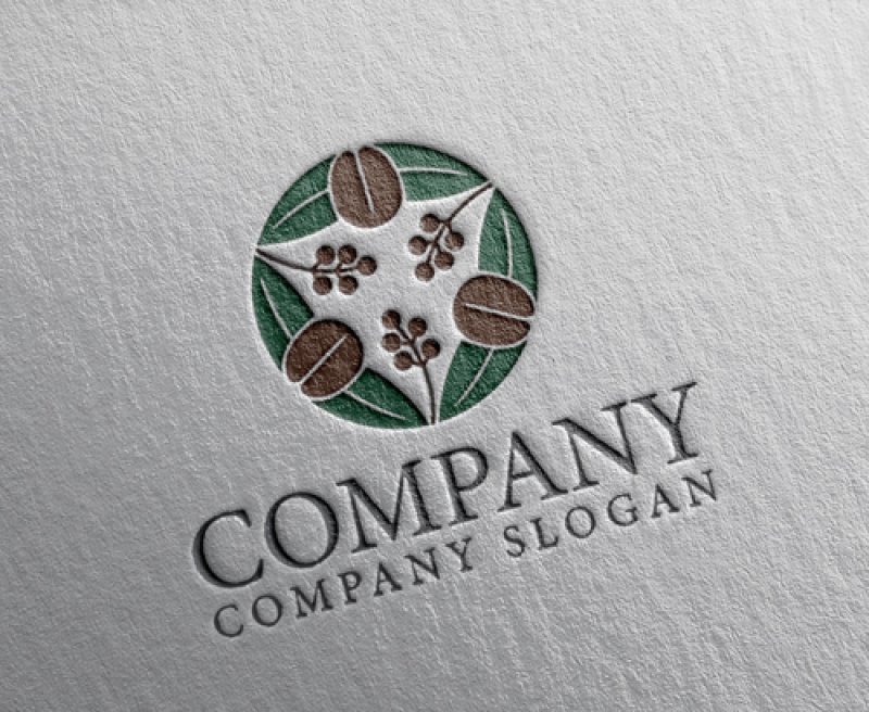 画像2: コーヒー・豆・和風・輪・葉・ロゴ・マークデザイン161 (2)