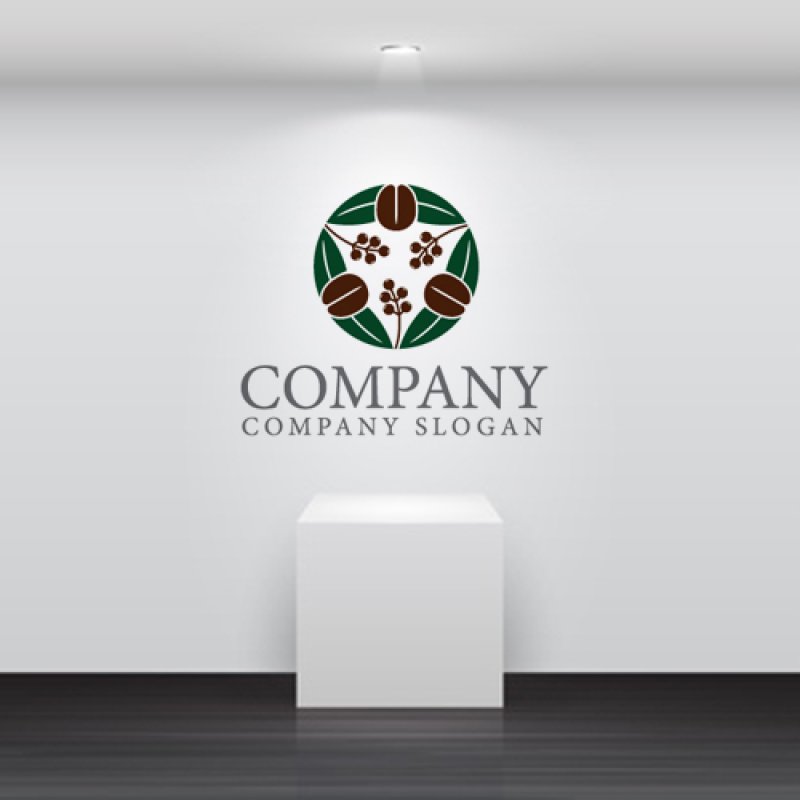 画像5: コーヒー・豆・和風・輪・葉・ロゴ・マークデザイン161 (5)