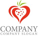画像1: 果物・いちご・曲線・花・葉・ロゴ・マークデザイン162 (1)