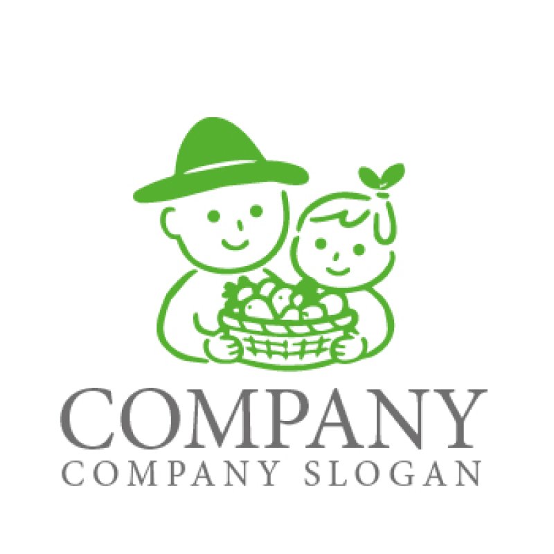 画像1: 人・子供・収穫・野菜・果物・ロゴ・マークデザイン168 (1)
