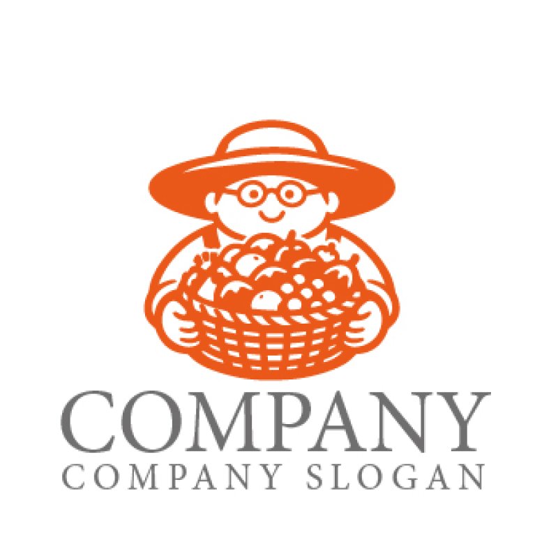 画像1: 農家・人・野菜・果物・バスケット・ロゴ・マークデザイン169 (1)