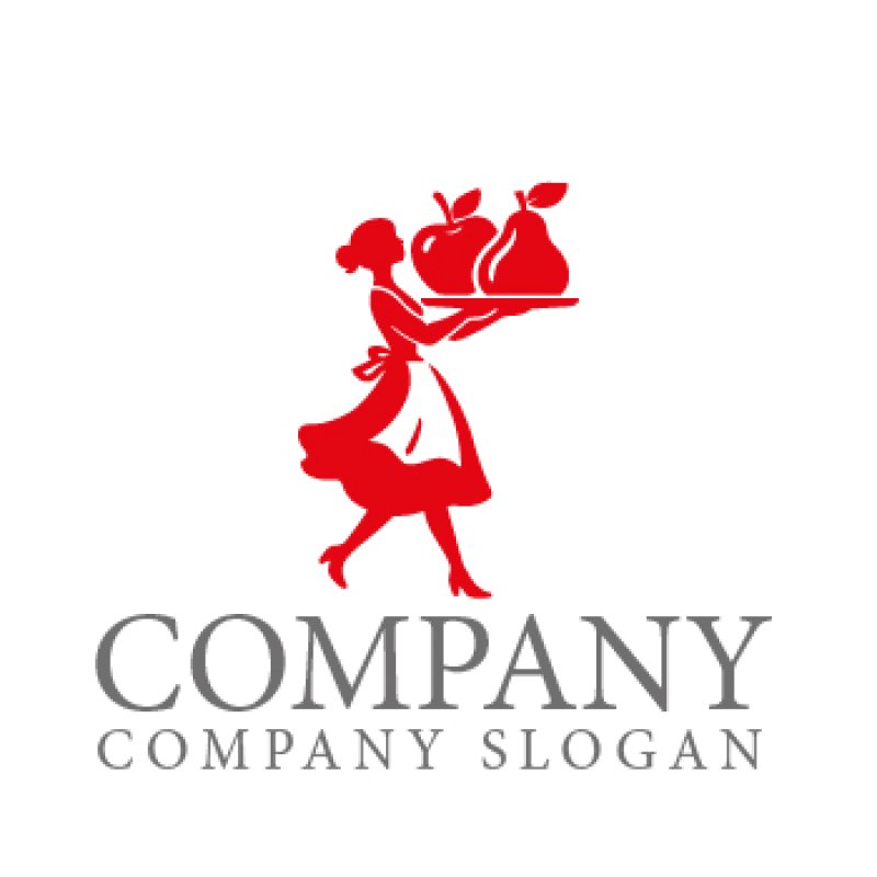 画像1: 女性・人・果物・お盆・ロゴ・マークデザイン171 (1)