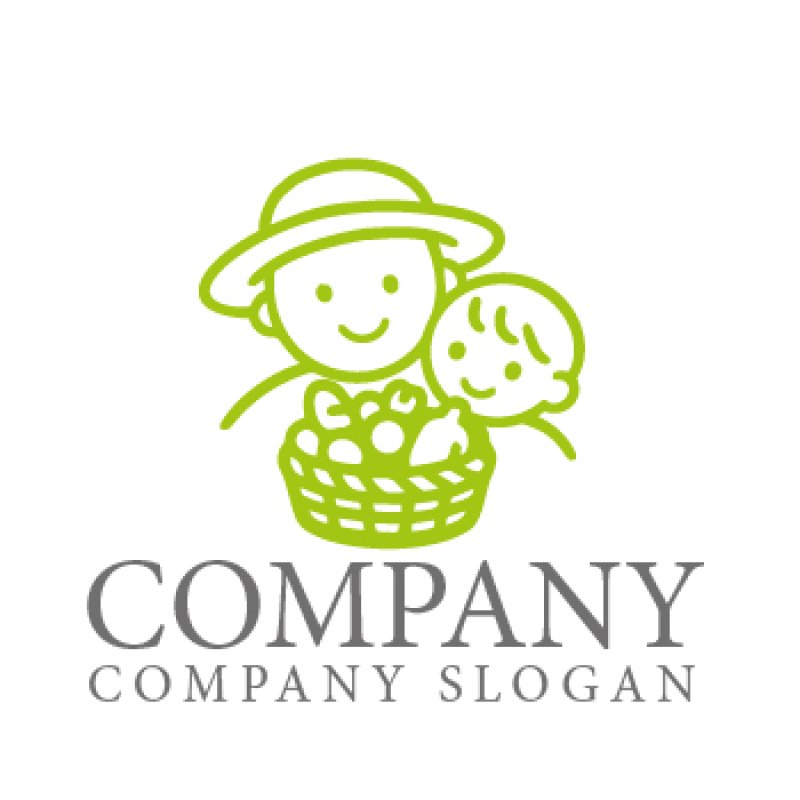 画像1: 人・親子・収穫・野菜・果物・ロゴ・マークデザイン172 (1)