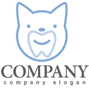 ロゴ作成サンプルです 歯 歯科 犬 ロゴ マークデザイン150をイメージしたロゴデザインです
