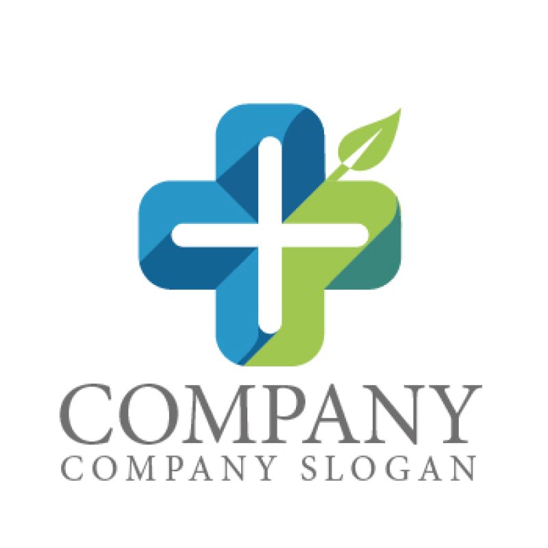 画像1: 十字・葉・ヘルスケア・ロゴ・マークデザイン202 (1)