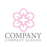 画像1: 花・十字・輝き・美容・ロゴ・マークデザイン206 (1)