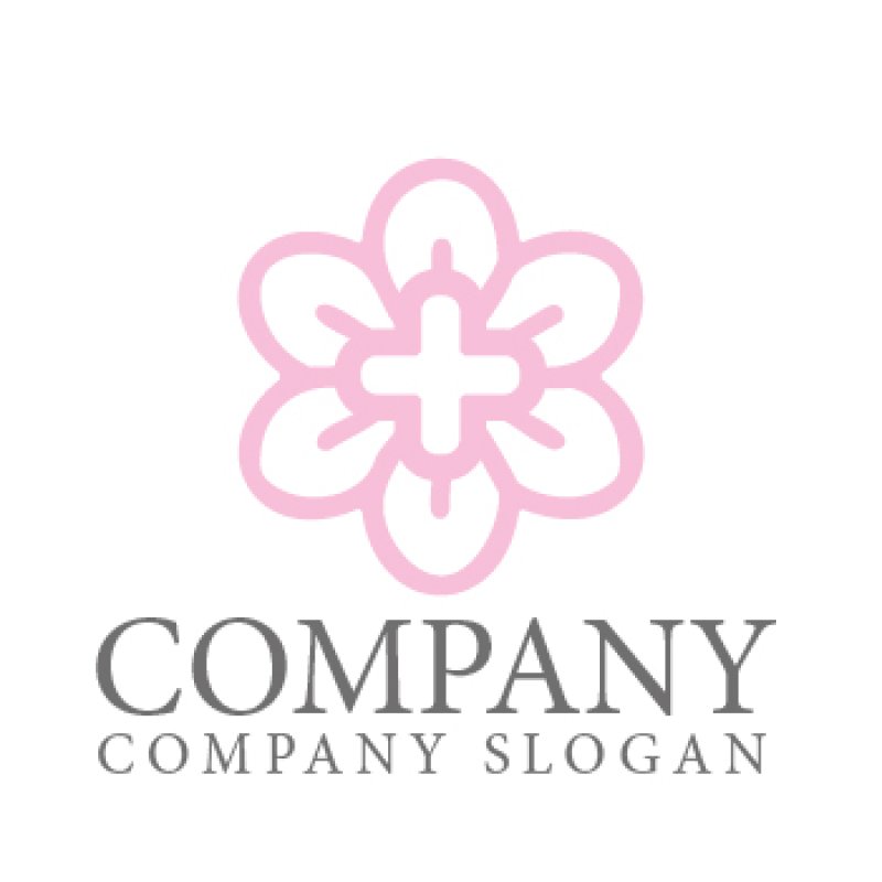 画像1: 花・十字・輝き・美容・ロゴ・マークデザイン206 (1)