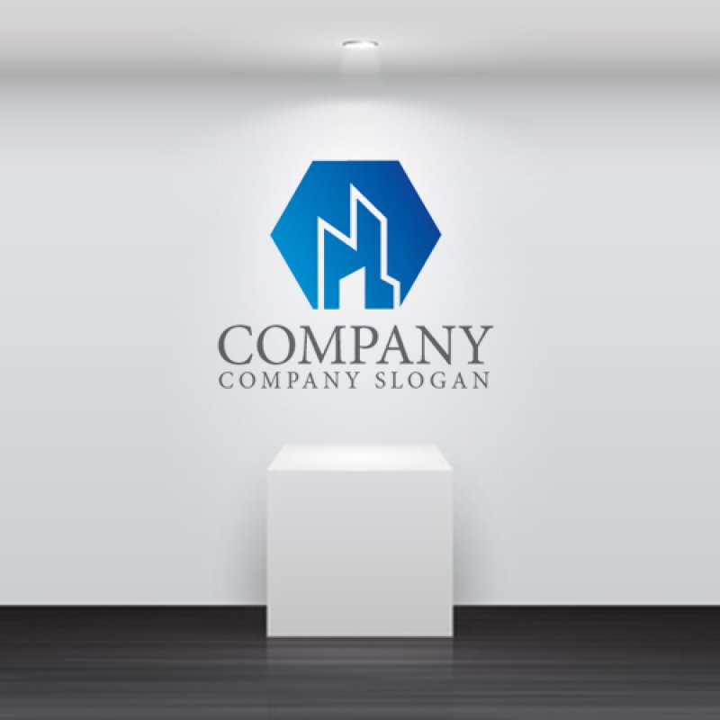 画像5: ビル・街・ 六角形・グラデーション・ロゴ・マークデザイン1019 (5)