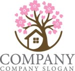 画像1: 桜・家・木・輪・ロゴ・マークデザイン1425 (1)