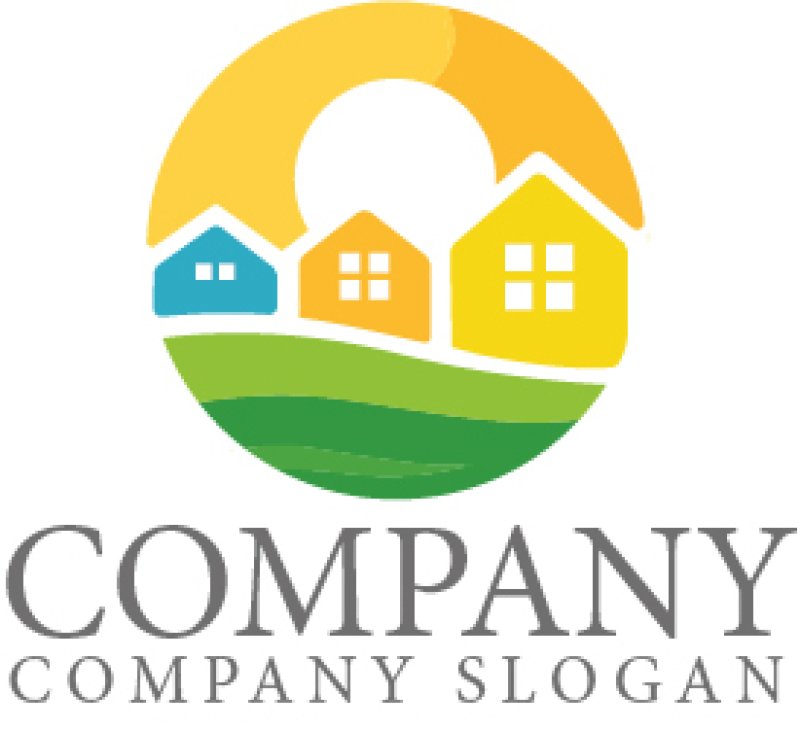 画像1: 太陽・家・輪・街並み・ロゴ・マークデザイン1448 (1)