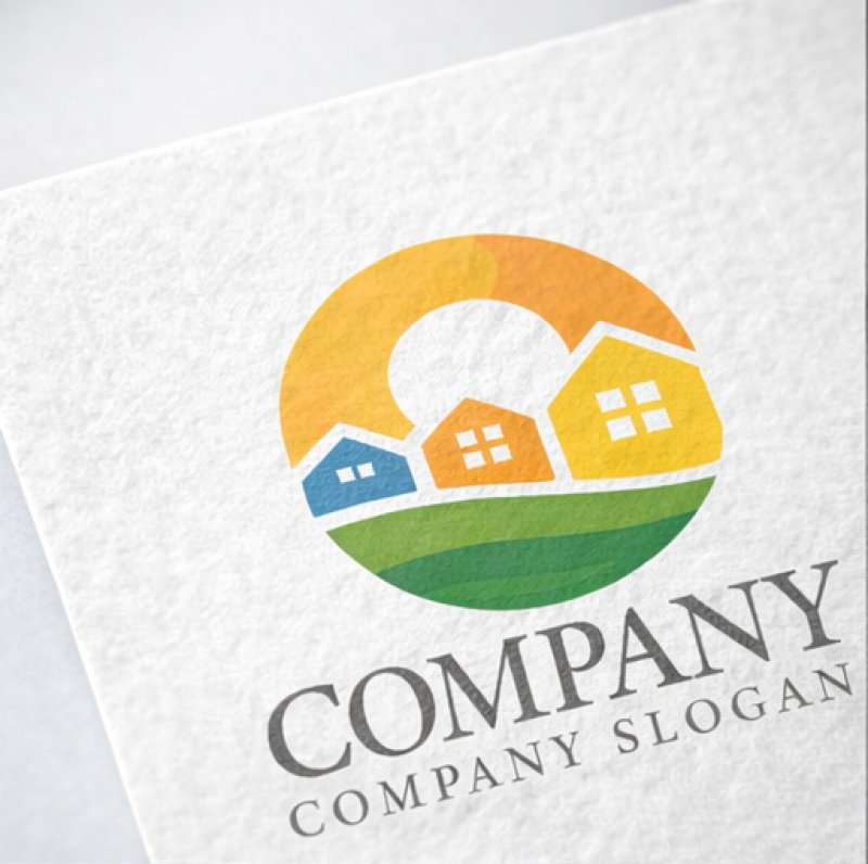 画像2: 太陽・家・輪・街並み・ロゴ・マークデザイン1448 (2)